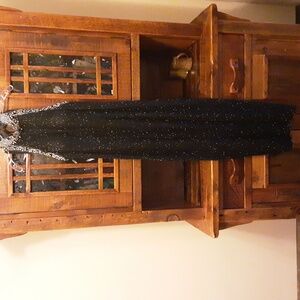 Joan Leslie Black Silk Beaded Evening Dress